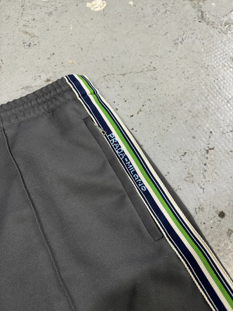 FW2018 Prada Grey & Green Lined Trousers Pants QCpiQwV 5