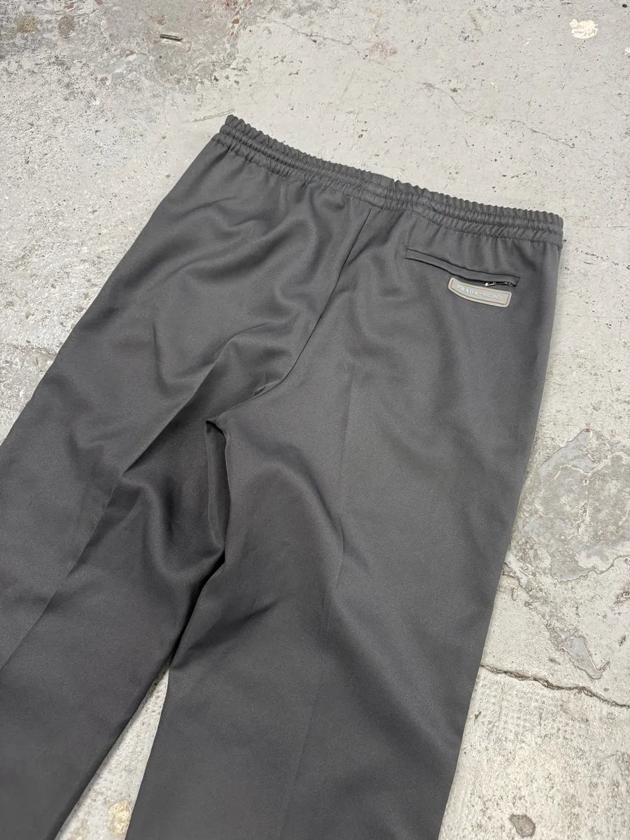 FW2018 Prada Grey & Green Lined Trousers Pants QCpiQwV 7