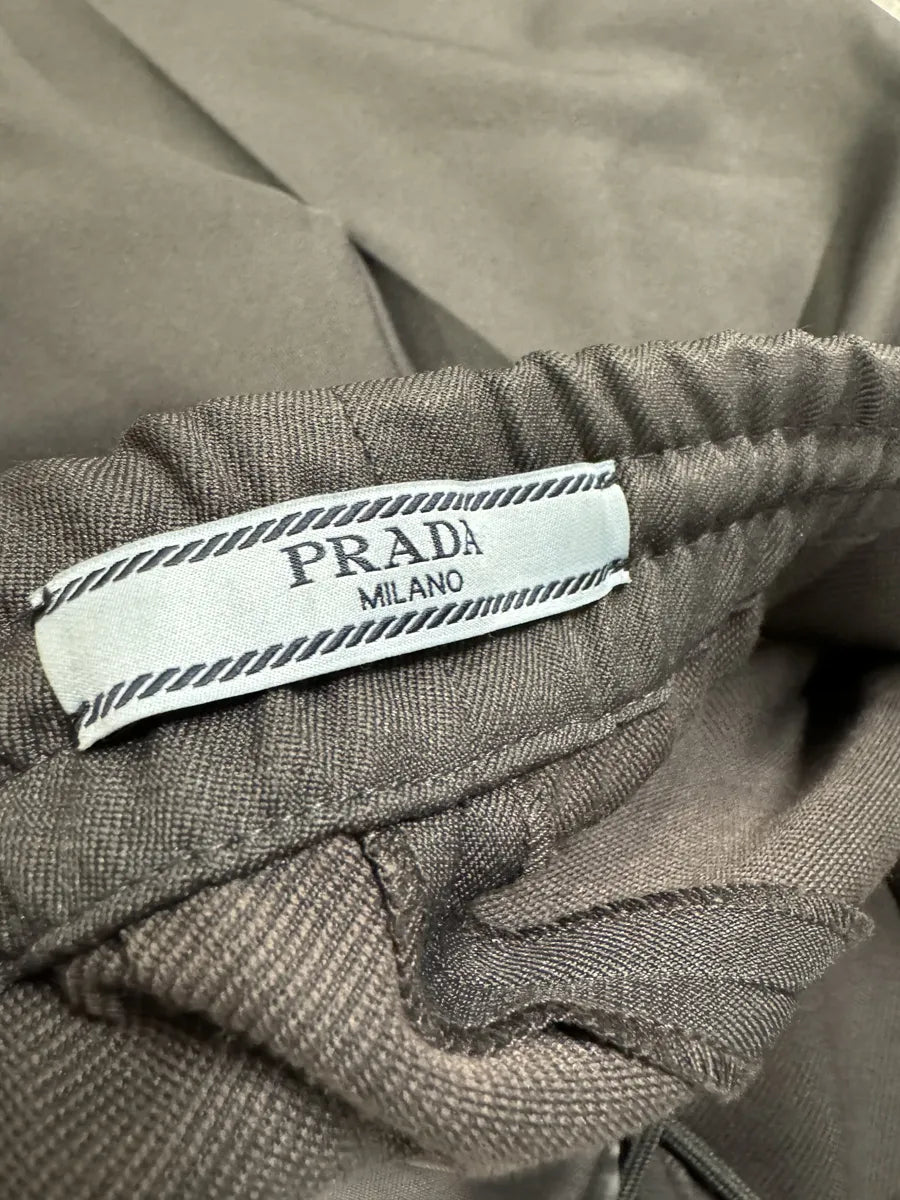FW2018 Prada Grey & Green Lined Trousers Pants QCpiQwV 8
