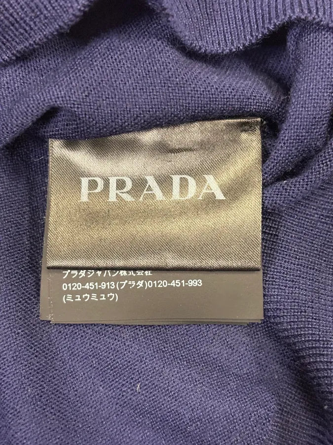 FW2018 Prada Navy Argyle Wool Sweater xHOVnEv 8