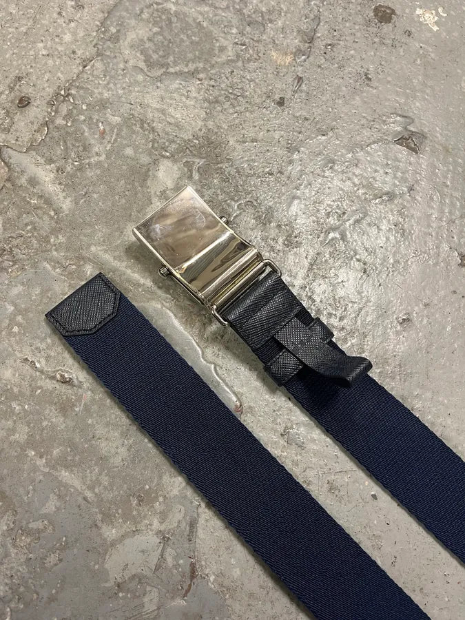 FW2018 Prada Navy Minimalist Belt wunvupT 5