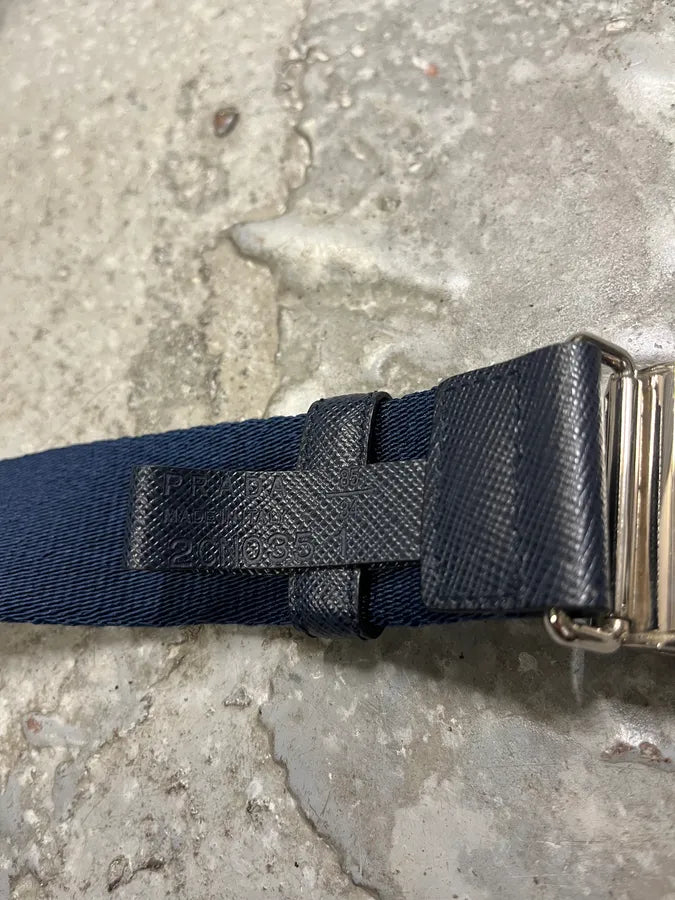 FW2018 Prada Navy Minimalist Belt wunvupT 6