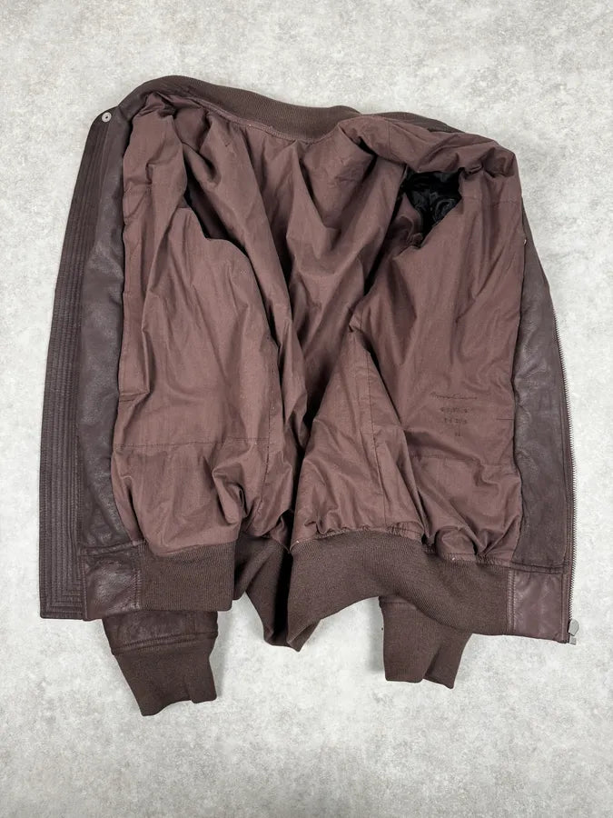 FW2018 Rick Owens Sisyphus Brown Lamb Leather Raisin Bomber Jacket ItSuTfQ 6