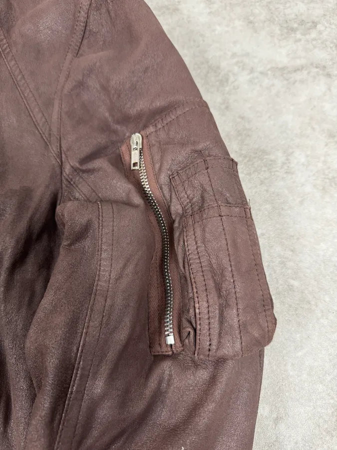 FW2018 Rick Owens Sisyphus Brown Lamb Leather Raisin Bomber Jacket ItSuTfQ 7