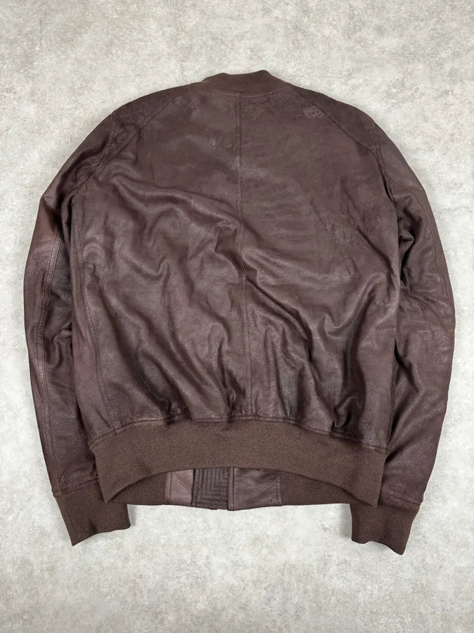 FW2018 Rick Owens Sisyphus Brown Lamb Leather Raisin Bomber Jacket ItSuTfQ 3