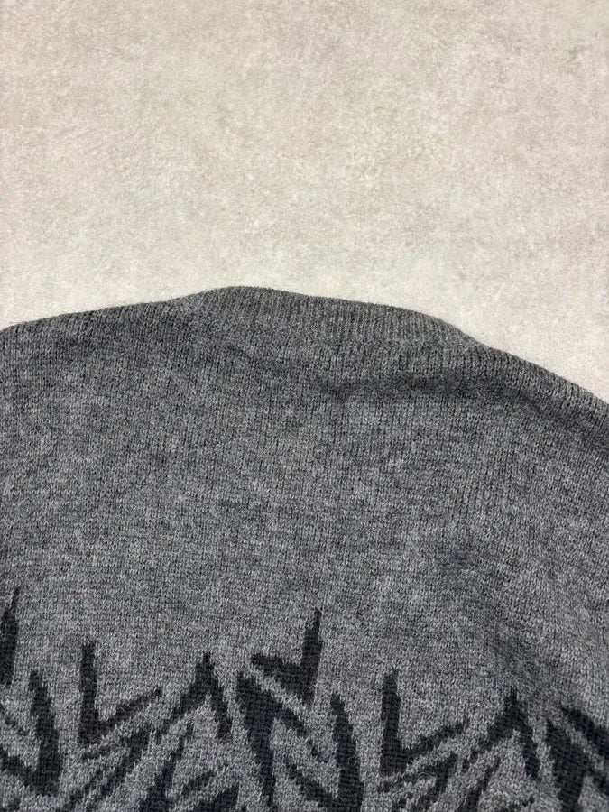 FW2018 Saint Laurent Black Wool Leaf Pattern Sweater HvzjIWK 5
