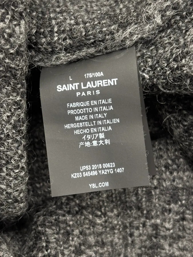 FW2018 Saint Laurent Black Wool Leaf Pattern Sweater HvzjIWK 8