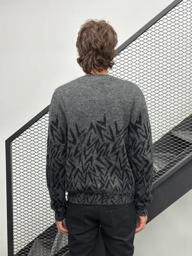 FW2018 Saint Laurent Black Wool Leaf Pattern Sweater HvzjIWK 2