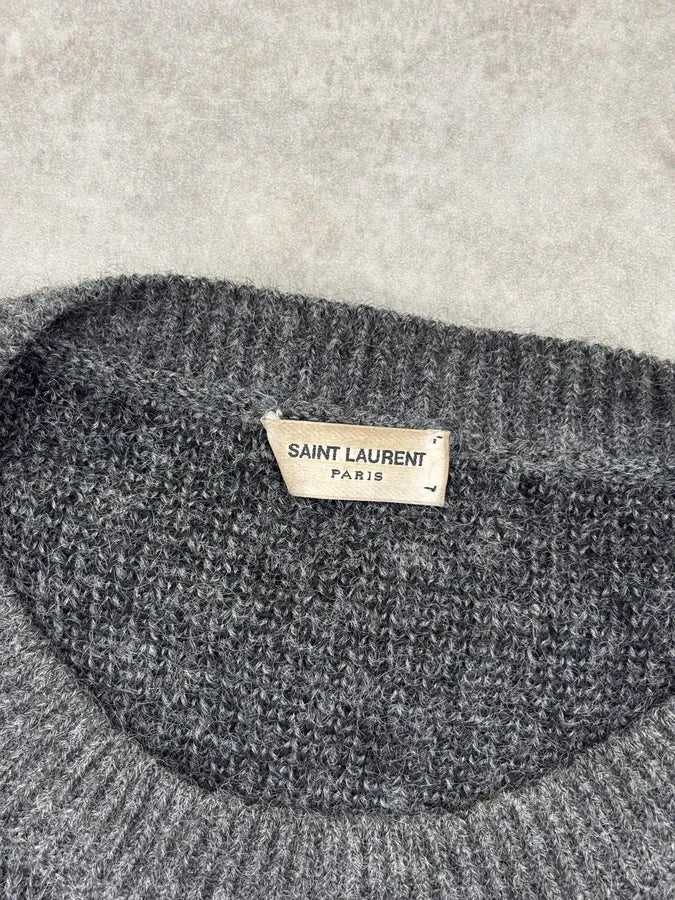 FW2018 Saint Laurent Black Wool Leaf Pattern Sweater HvzjIWK 7