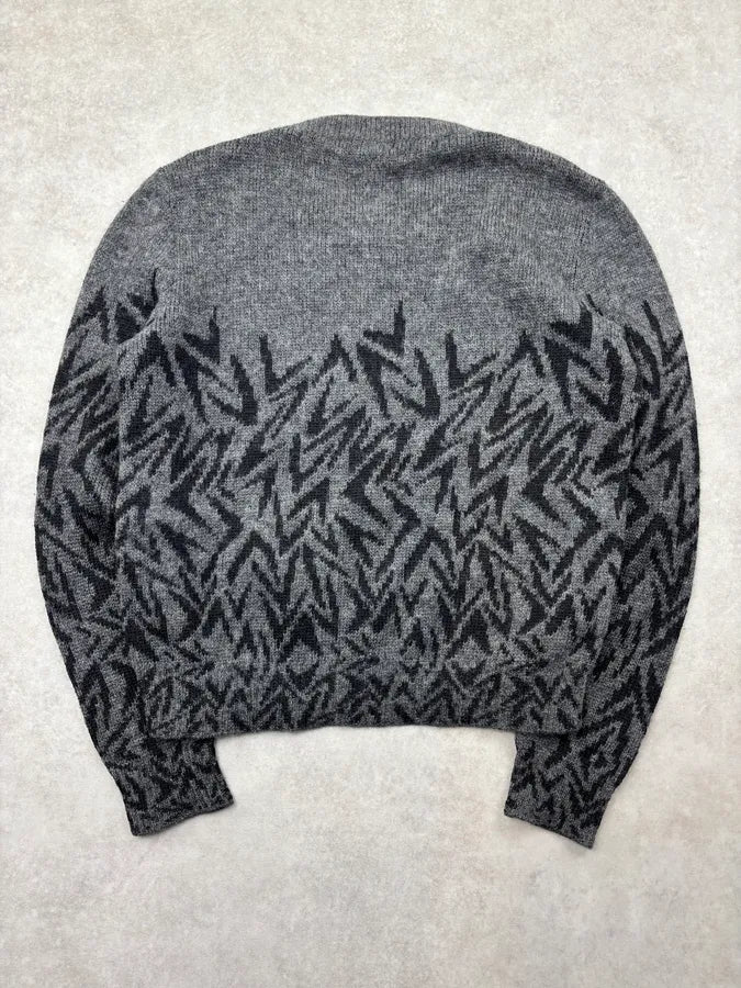FW2018 Saint Laurent Black Wool Leaf Pattern Sweater HvzjIWK 4