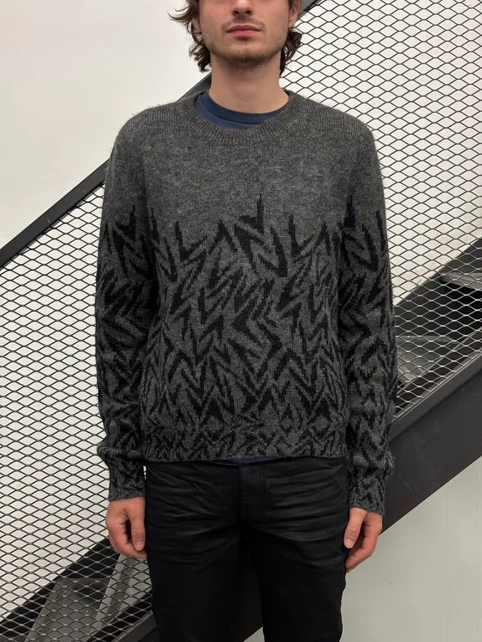 FW2018 Saint Laurent Black Wool Leaf Pattern Sweater HvzjIWK 1