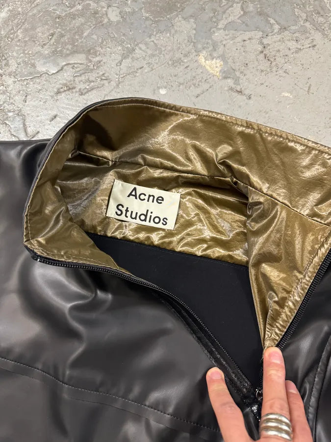 FW2019 Acne Studios Black Zip Latex Turtleneck swuHZcH 9