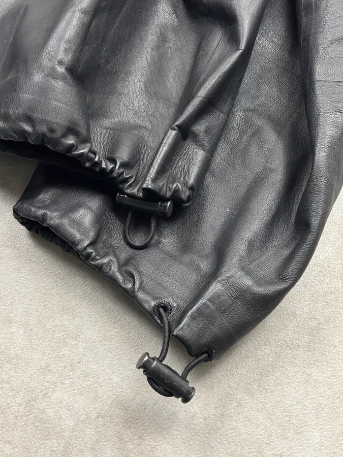 FW2019 Bottega Veneta Black Leather Technical Hooded Jacket UDFjjbl 9