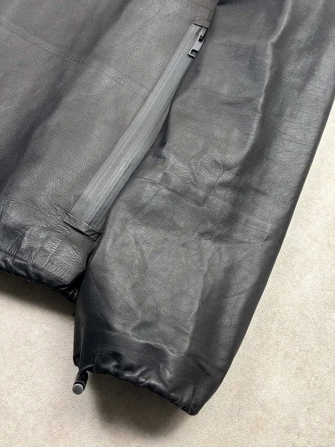 FW2019 Bottega Veneta Black Leather Technical Hooded Jacket UDFjjbl 8