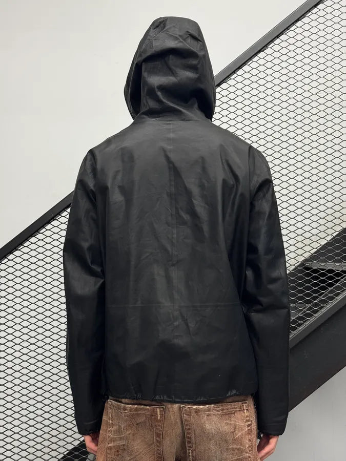 FW2019 Bottega Veneta Black Leather Technical Hooded Jacket UDFjjbl 3