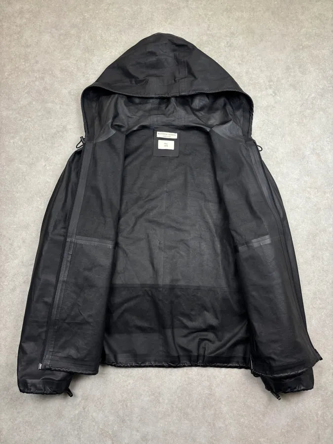 FW2019 Bottega Veneta Black Leather Technical Hooded Jacket UDFjjbl 7