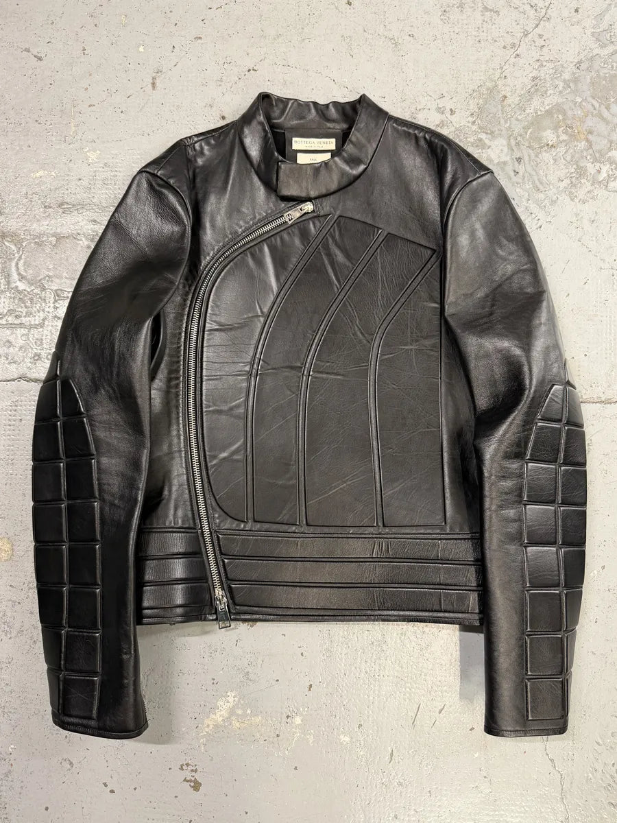 FW2019 Bottega Veneta Black Padded Asymmetrical Leather Jacket by Daniel Lee kZodcVj 0