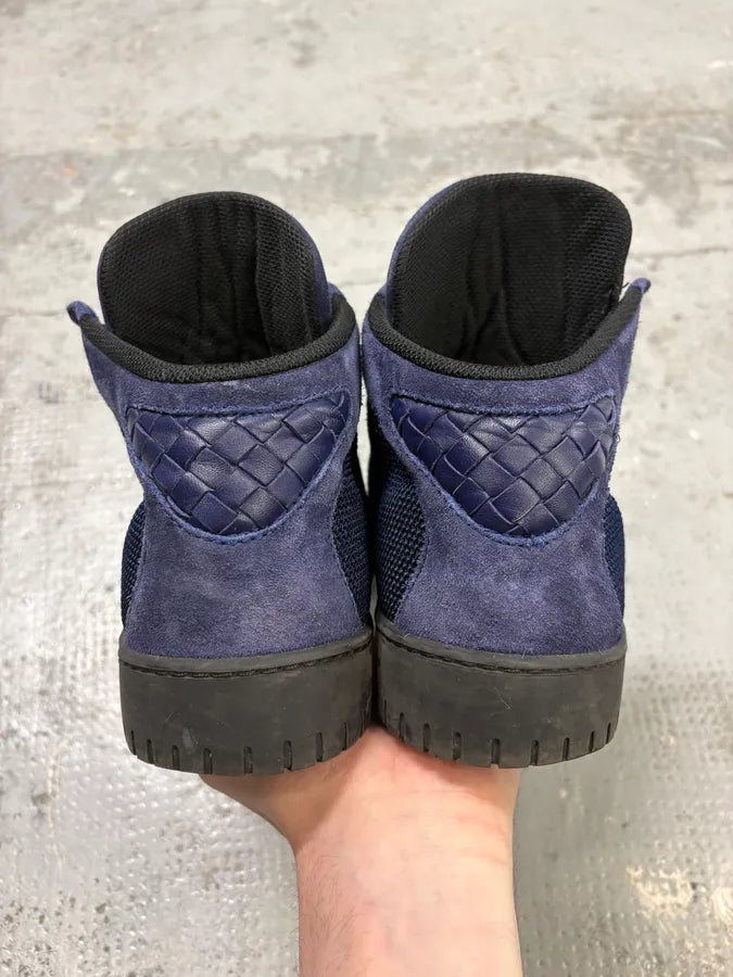 FW2019 Bottega Veneta Navy Suede High-Top Sneakers FyrIRJE 6