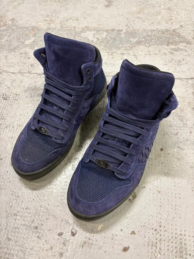 FW2019 Bottega Veneta Navy Suede High-Top Sneakers FyrIRJE 2