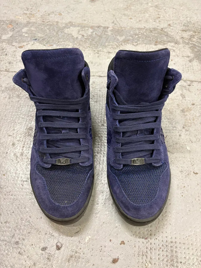 FW2019 Bottega Veneta Navy Suede High-Top Sneakers FyrIRJE 1