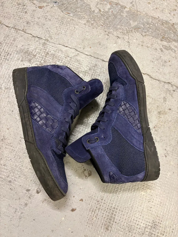 FW2019 Bottega Veneta Navy Suede High-Top Sneakers FyrIRJE 5