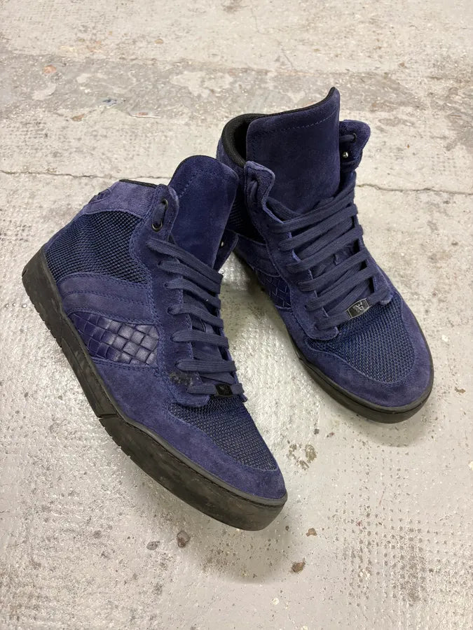 FW2019 Bottega Veneta Navy Suede High-Top Sneakers FyrIRJE 4