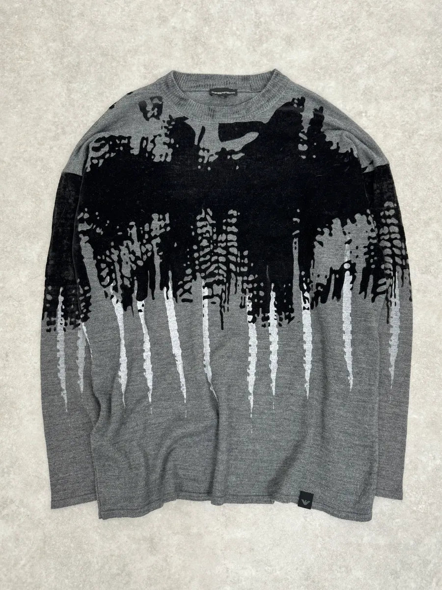 FW2014 Emporio Armani Abstract Skyscrapers Grey Sweater gIdMAgg 1