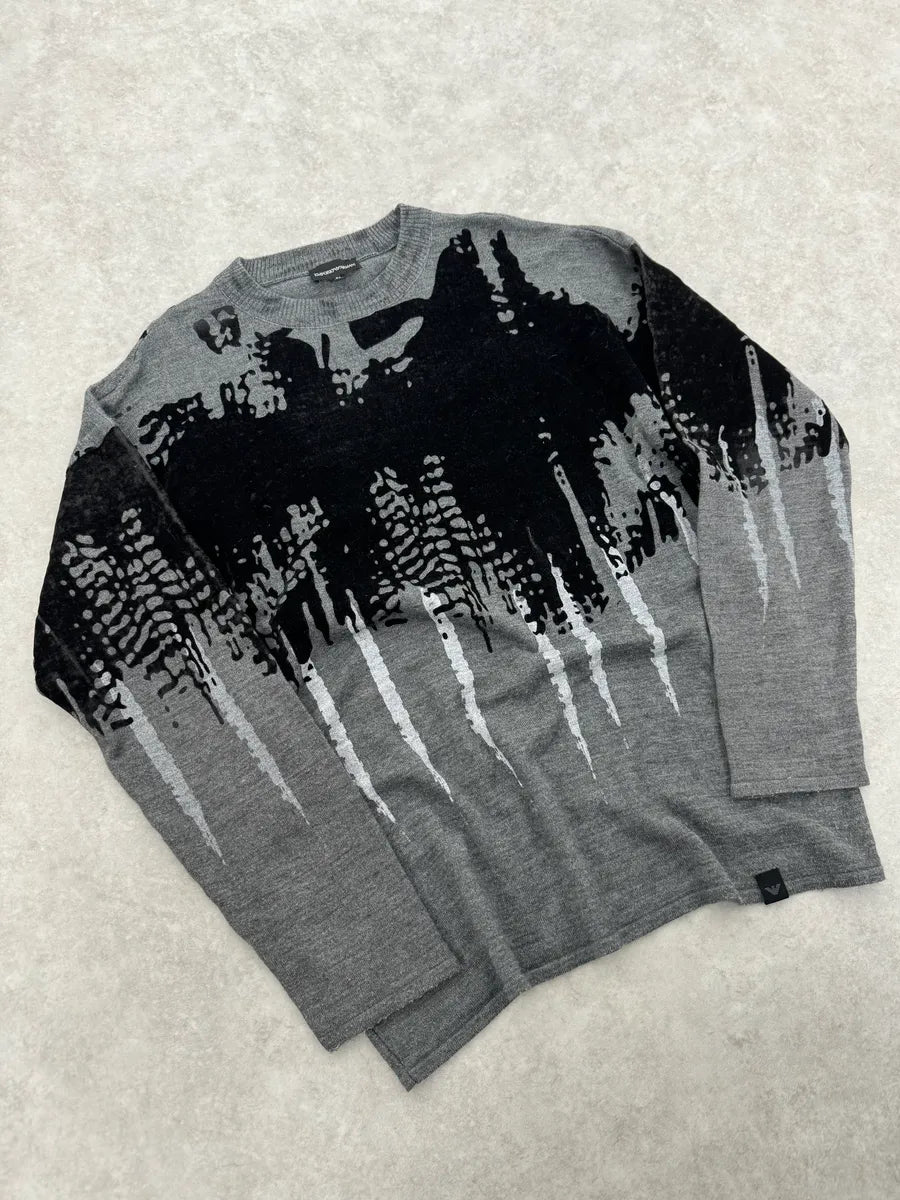 FW2014 Emporio Armani Abstract Skyscrapers Grey Sweater gIdMAgg 2