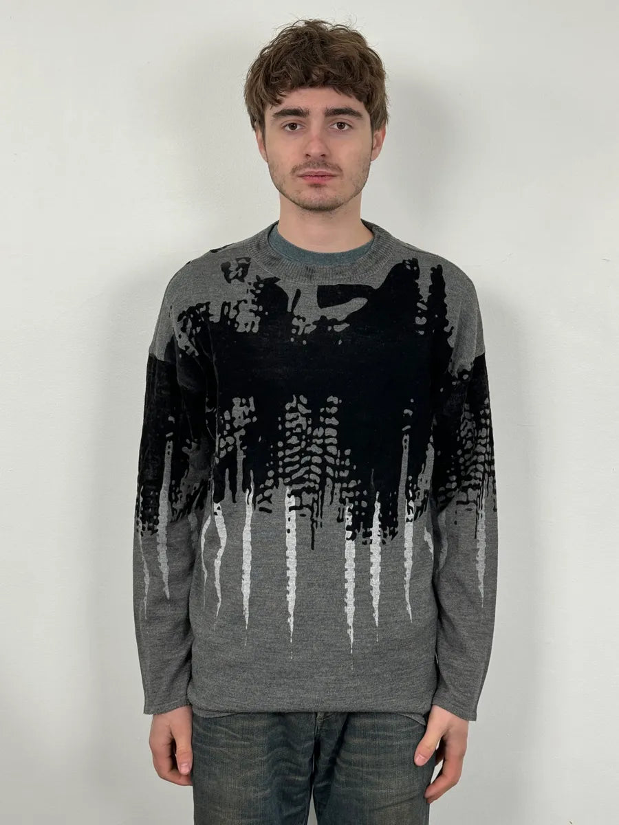 FW2014 Emporio Armani Abstract Skyscrapers Grey Sweater gIdMAgg 3