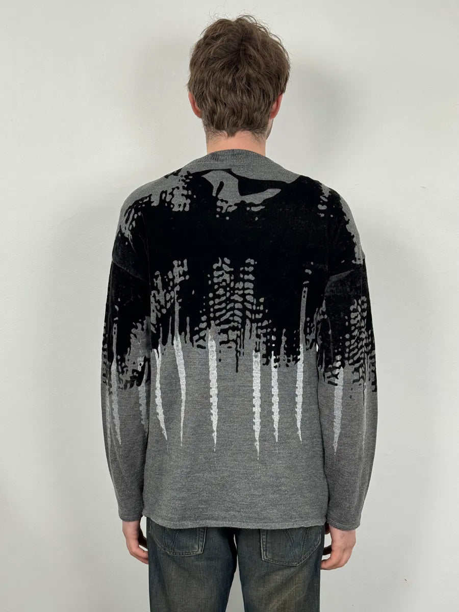 FW2014 Emporio Armani Abstract Skyscrapers Grey Sweater gIdMAgg 4