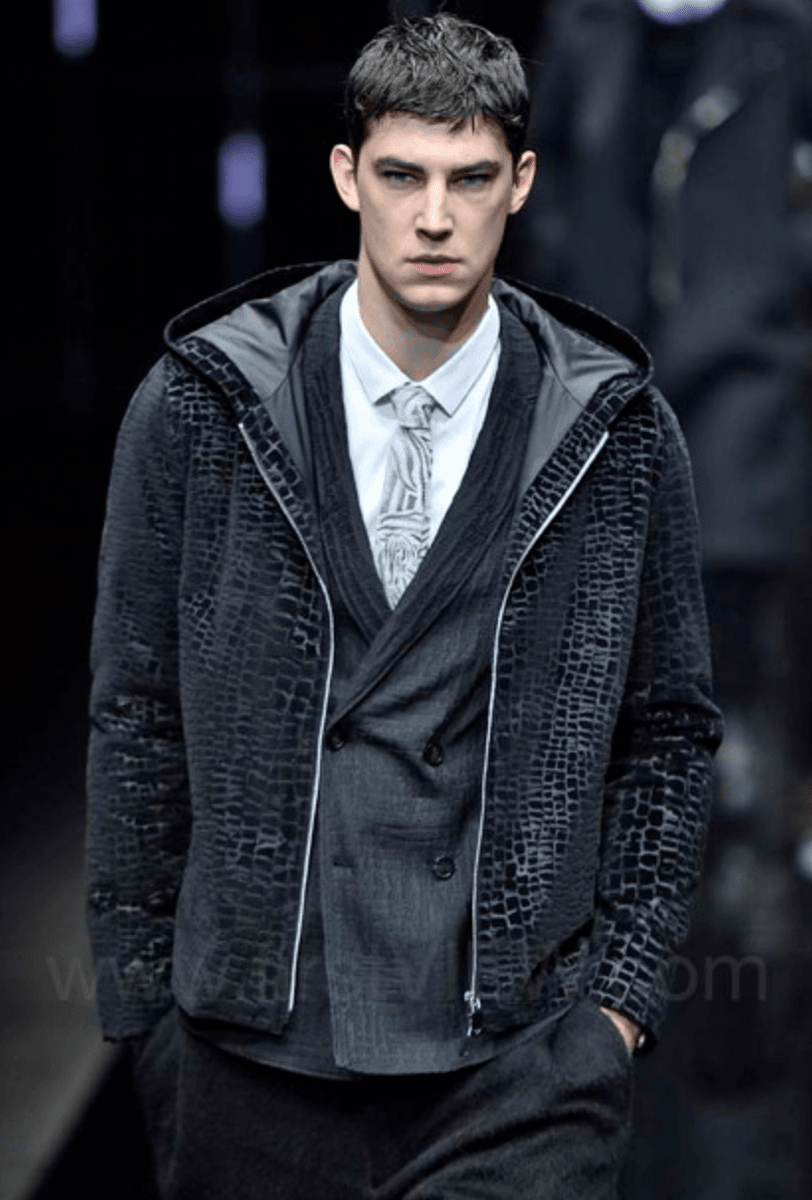 FW2019 Emporio Armani Black Cracked Croco Effect Black Jacket (M) GseFfhI 1