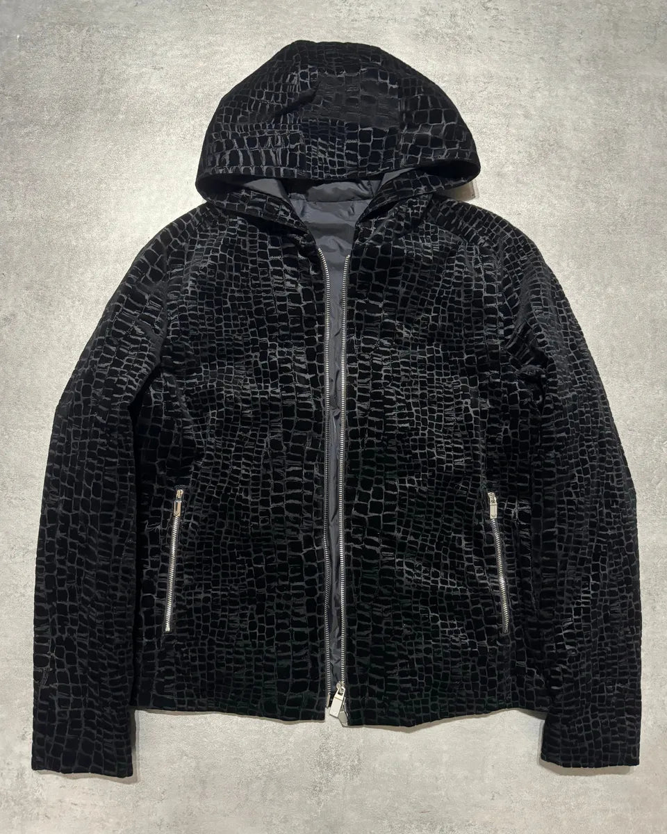 FW2019 Emporio Armani Black Cracked Croco Effect Black Jacket (M) GseFfhI 10