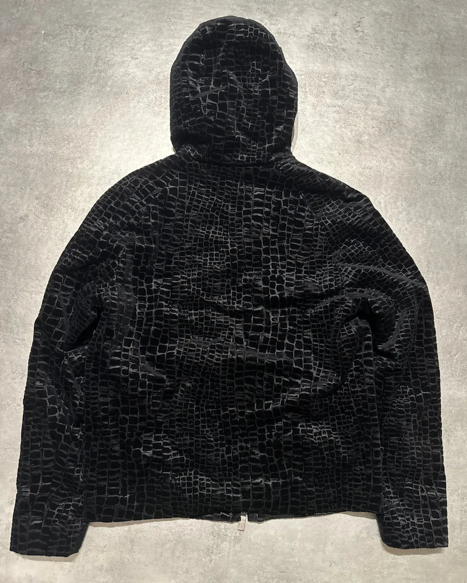 FW2019 Emporio Armani Black Cracked Croco Effect Black Jacket (M) GseFfhI 2