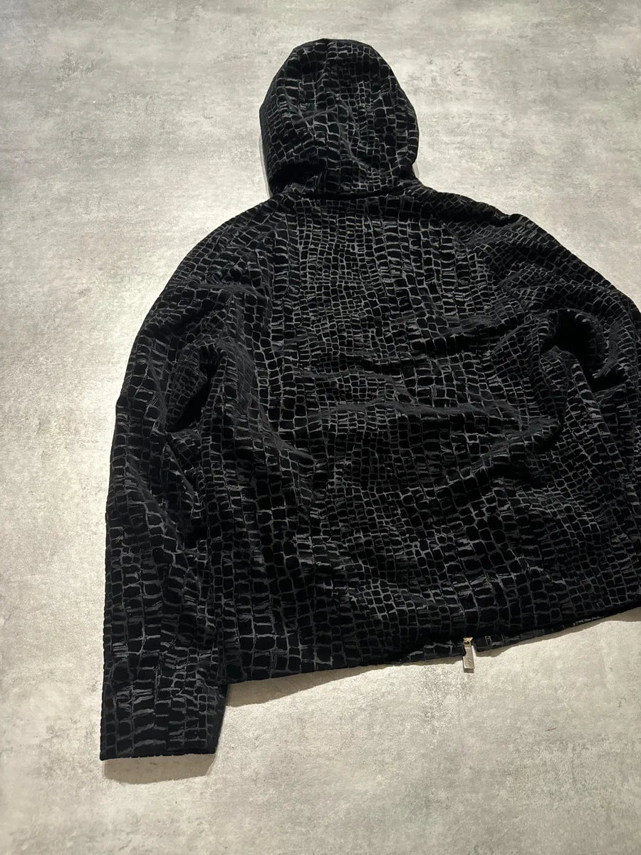 FW2019 Emporio Armani Black Cracked Croco Effect Black Jacket (M) GseFfhI 3