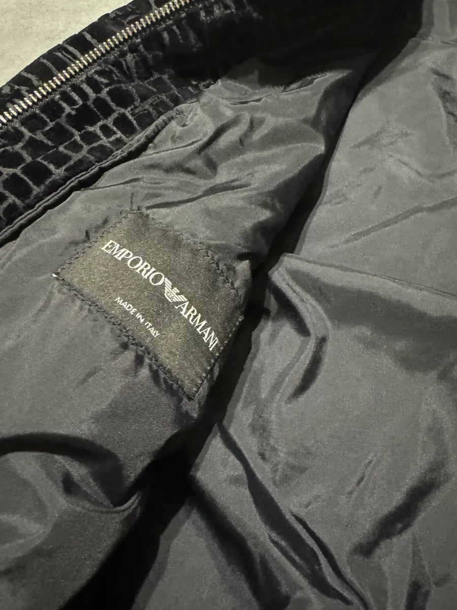 FW2019 Emporio Armani Black Cracked Croco Effect Black Jacket (M) GseFfhI 6
