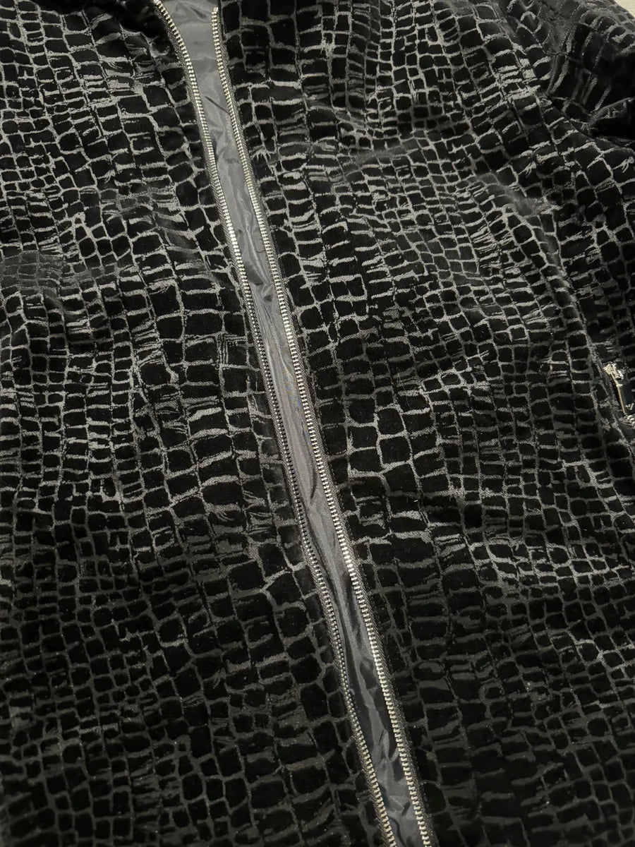 FW2019 Emporio Armani Black Cracked Croco Effect Black Jacket (M) GseFfhI 8