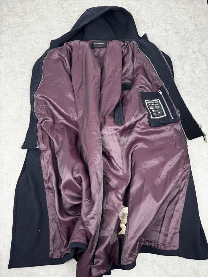 FW2019 Emporio Armani Navy Wool Layers Long Jacket FxjIgFf 8