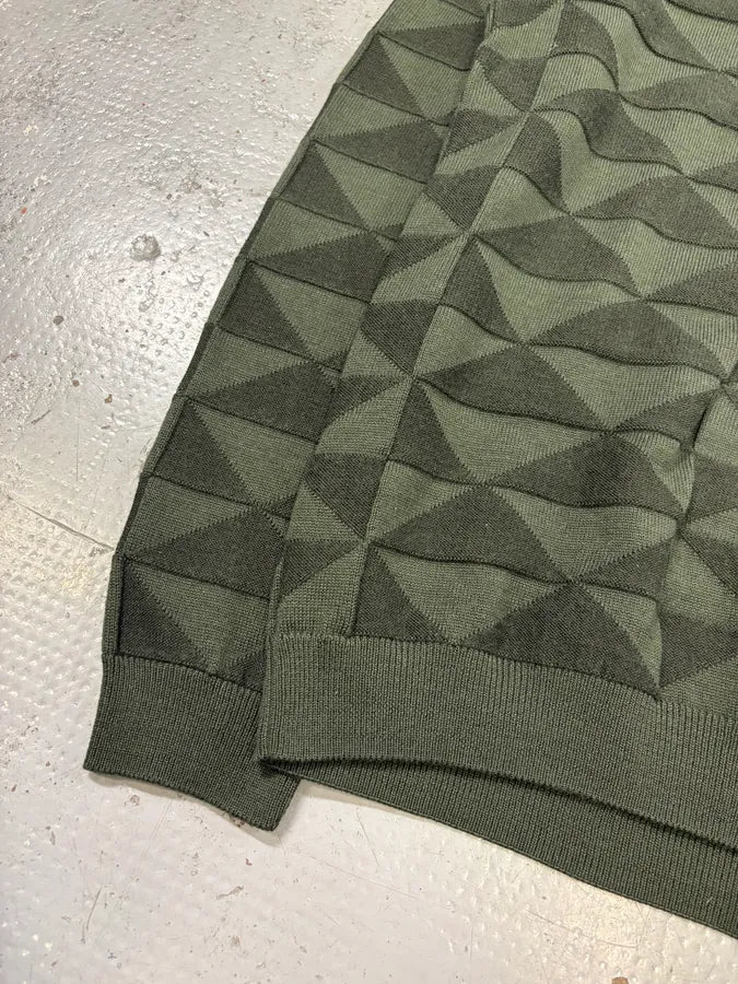 FW2019 Emporio Armani Olive Green Geometric Wool Sweater TNtbouX 6