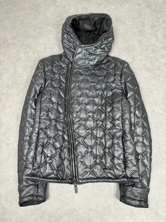 FW2019 Emporio Armani Reversible Asymmetrical Quilted Leather Jacket EdNyeuB 6