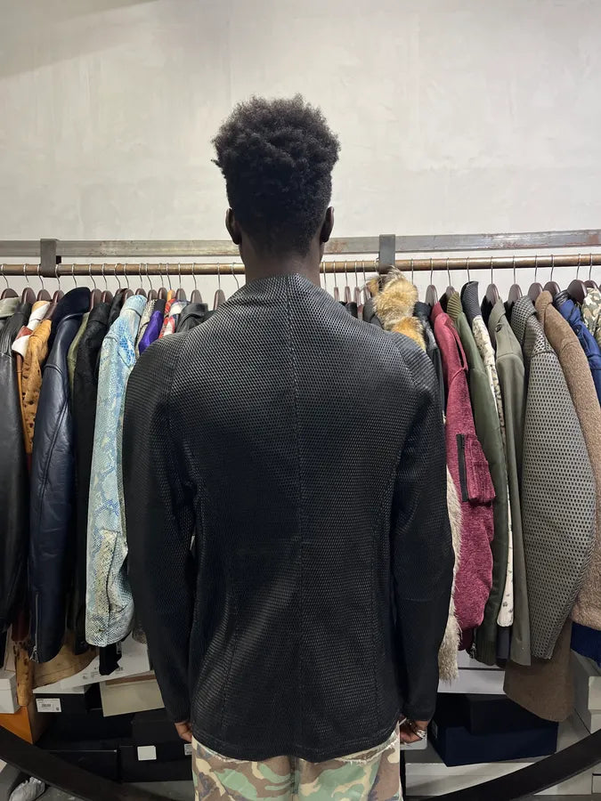 FW2019 Emporio Armani Zip Asymmetrical Black Leather Jacket ggyfEdt 3