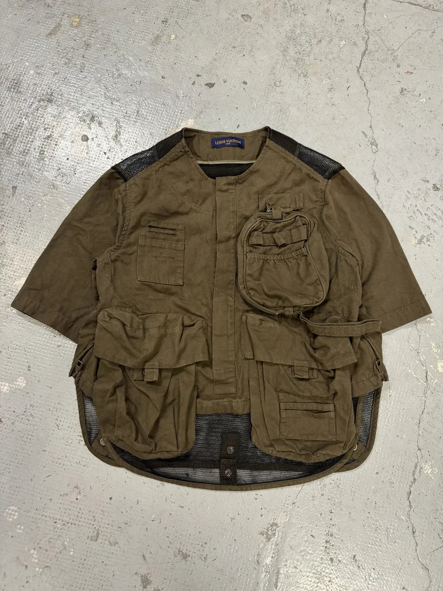 FW2019 Louis Vuitton Khaki Green 3D Pockets Vest Jacket by Virgil Abloh nLAuFNK 0