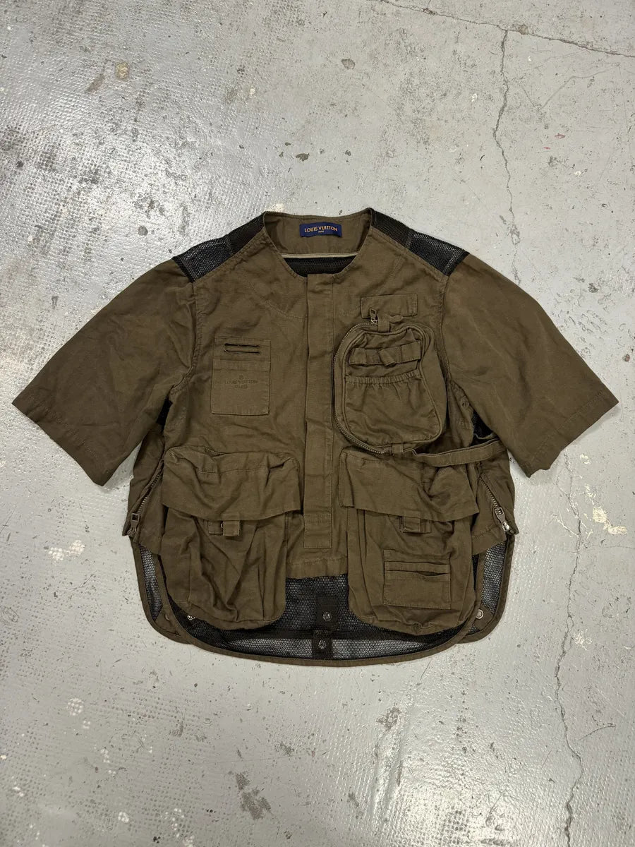 FW2019 Louis Vuitton Khaki Green 3D Pockets Vest Jacket by Virgil Abloh nLAuFNK 3