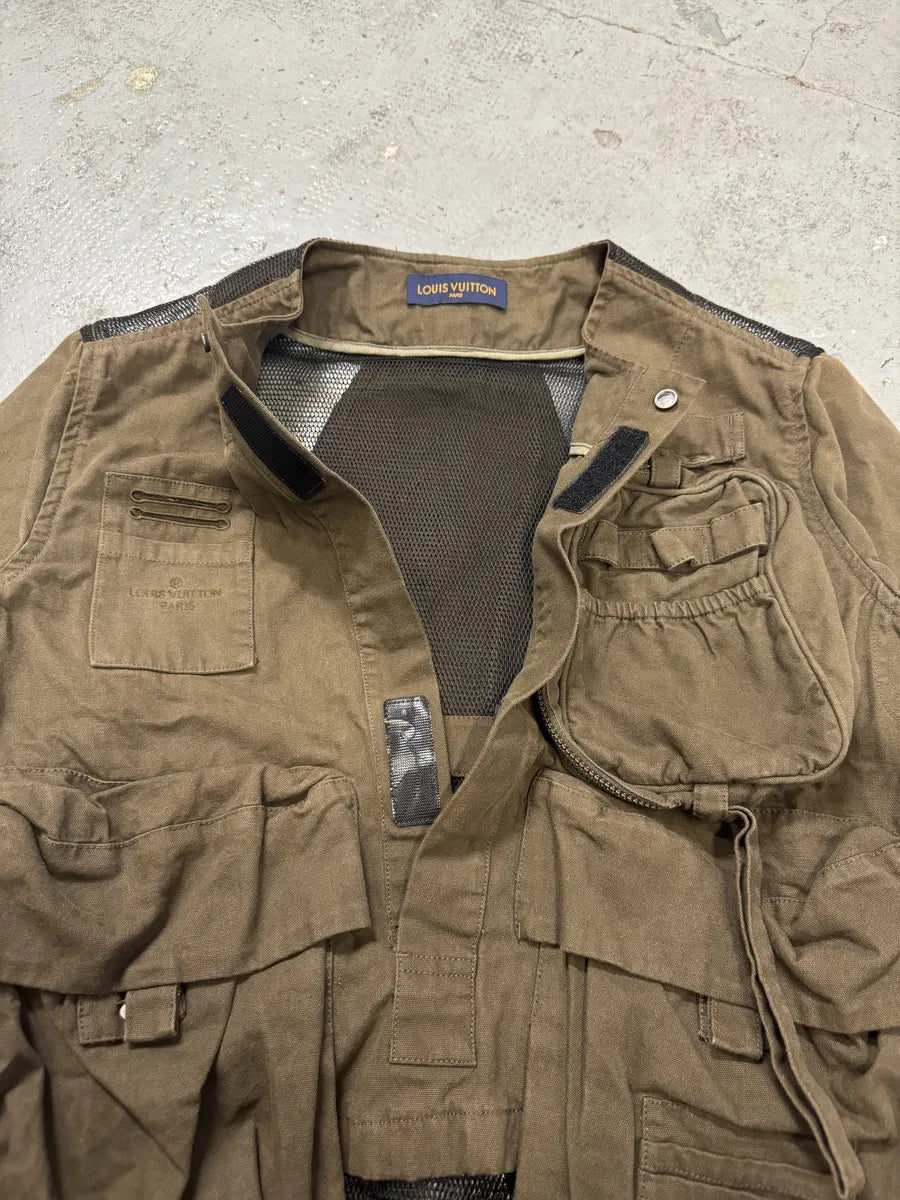 FW2019 Louis Vuitton Khaki Green 3D Pockets Vest Jacket by Virgil Abloh nLAuFNK 7