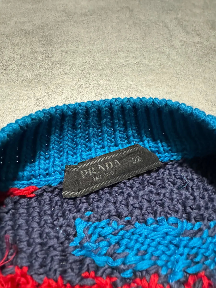 FW2019 Prada Camouflage Vibrant Energy Red & Blue Wool Sweater RBmBaDe 10