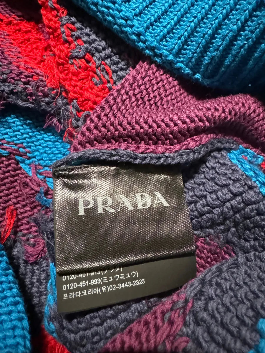 FW2019 Prada Camouflage Vibrant Energy Red & Blue Wool Sweater RBmBaDe 8