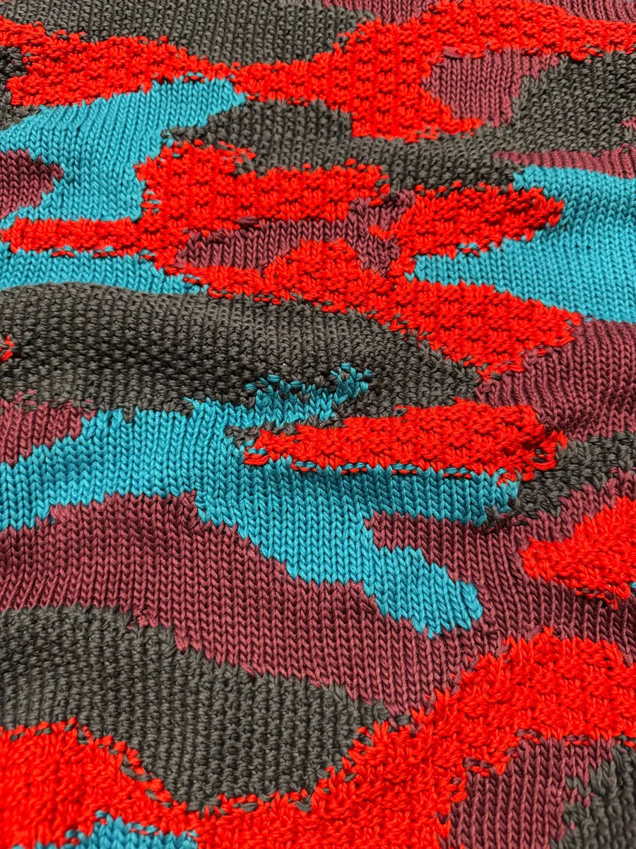 FW2019 Prada Camouflage Vibrant Energy Red & Blue Wool Sweater RBmBaDe 9