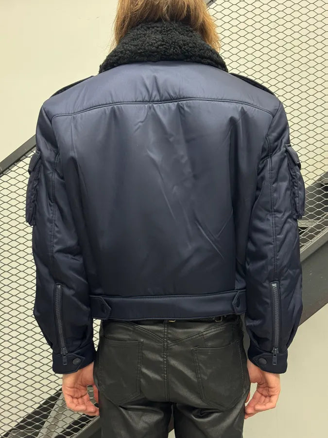 FW2019 Prada Navy Cargo Multi-Pocket Bomber Jacket wPflNYL 3