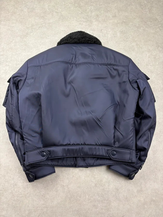 FW2019 Prada Navy Cargo Multi-Pocket Bomber Jacket wPflNYL 6
