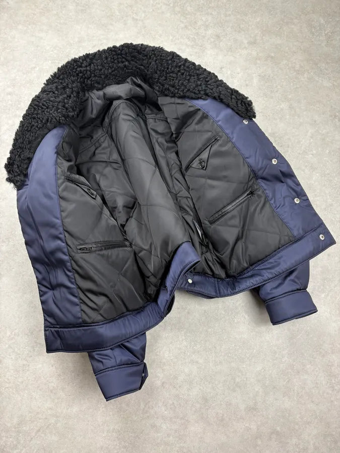 FW2019 Prada Navy Cargo Multi-Pocket Bomber Jacket wPflNYL 7