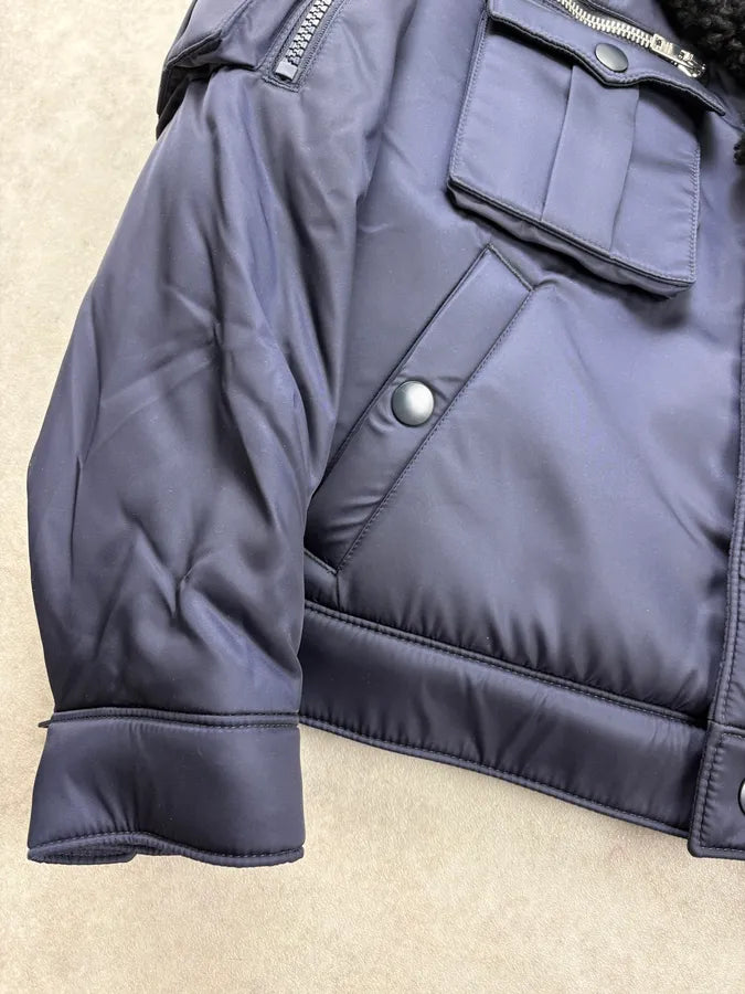 FW2019 Prada Navy Cargo Multi-Pocket Bomber Jacket wPflNYL 8